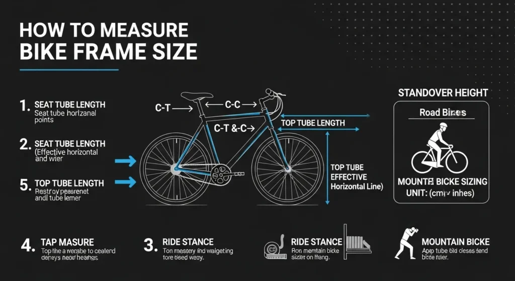 How do you measure the frame size on a bike