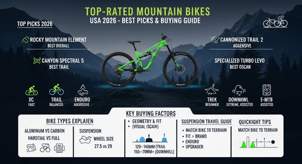 Top-rated mountain bikes USA 2026